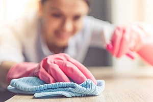 Ménage et repassage : Image d'une personne en train de nettoyer